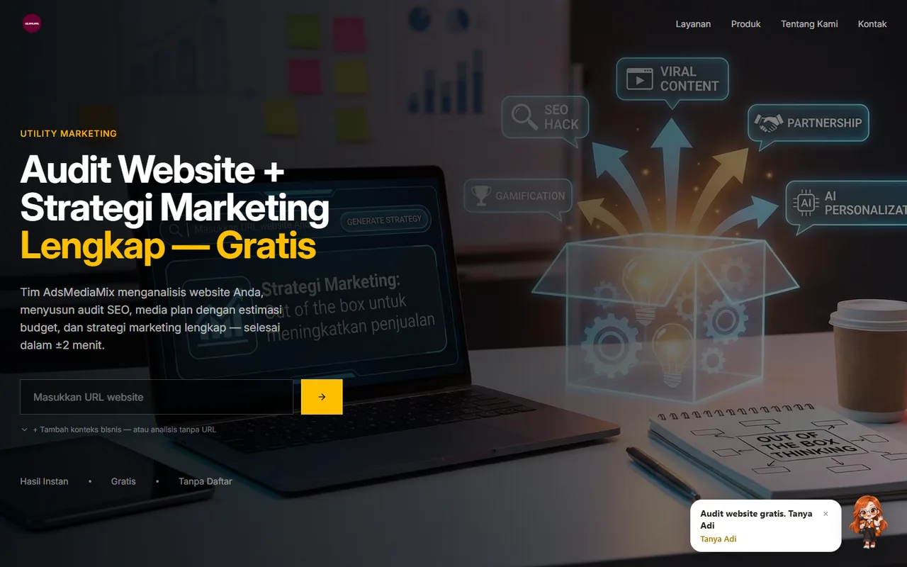 Tampilan website AdsMediaMix