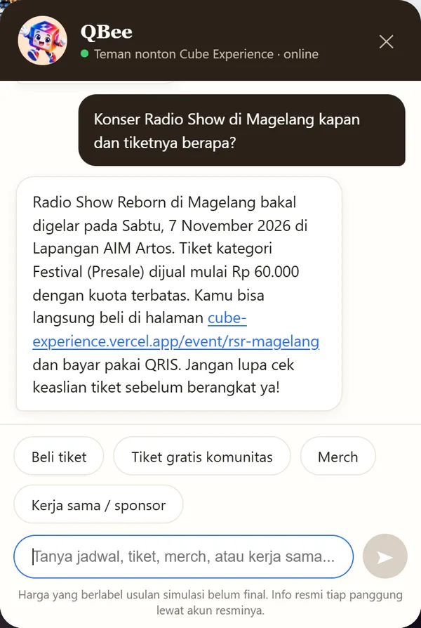 Percakapan dengan QBee di Cube Experience