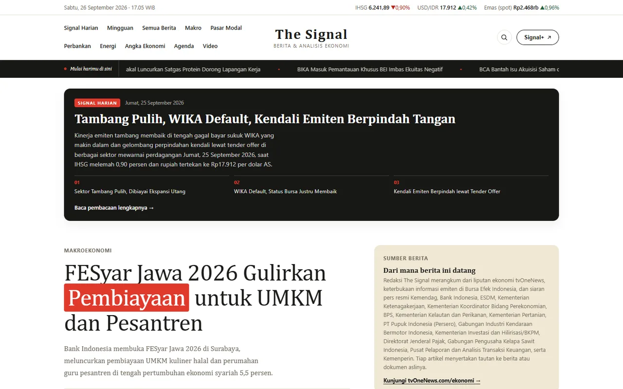 Tampilan website The Signal